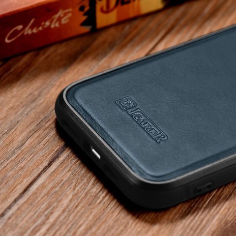 ICarer Leather Oil Wax etui pokryte naturalną skórą do iPhone 14 Plus niebieski (WMI14220719-BU) ICarer Leather Oil Wax etui pokryte naturalną skórą do iPhone 14 Plus niebieski (WMI14220719-BU)