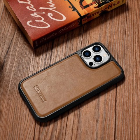 ICarer Leather Oil Wax etui pokryte naturalną skórą do iPhone 14 Pro brązowy (WMI14220718-TN) ICarer Leather Oil Wax etui pokryte naturalną skórą do iPhone 14 Pro brązowy (WMI14220718-TN)