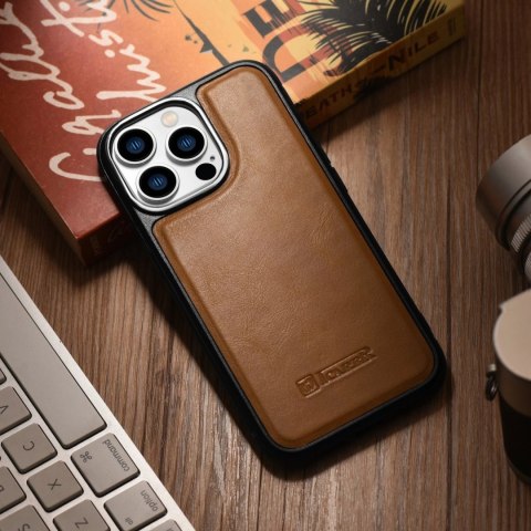 ICarer Leather Oil Wax etui pokryte naturalną skórą do iPhone 14 Pro brązowy (WMI14220718-TN) ICarer Leather Oil Wax etui pokryte naturalną skórą do iPhone 14 Pro brązowy (WMI14220718-TN)