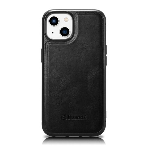 ICarer Leather Oil Wax etui pokryte naturalną skórą do iPhone 14 czarny (WMI14220717-BK) ICarer Leather Oil Wax etui pokryte naturalną skórą do iPhone 14 czarny (WMI14220717-BK)