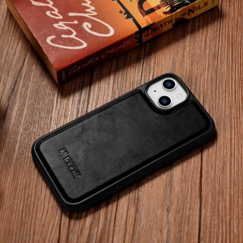 ICarer Leather Oil Wax etui pokryte naturalną skórą do iPhone 14 czarny (WMI14220717-BK) ICarer Leather Oil Wax etui pokryte naturalną skórą do iPhone 14 czarny (WMI14220717-BK)