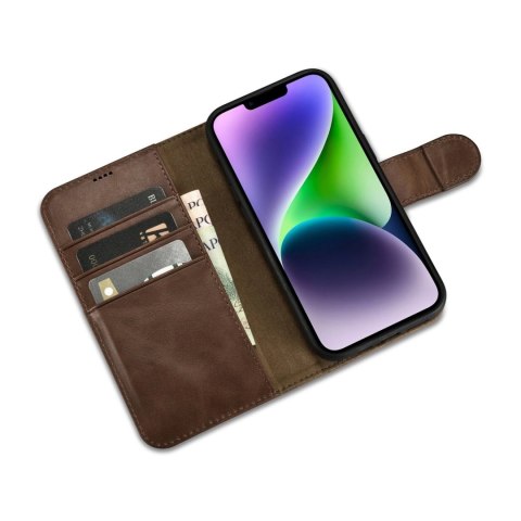 ICarer Oil Wax Wallet Case 2in1 etui iPhone 14 Plus skórzany pokrowiec z klapką Anti-RFID brązowy (WMI14220723-BN) ICarer Oil Wax Wallet Case 2in1 etui iPhone 14 Plus skórzany pokrowiec z klapką Anti-RFID brązowy (WMI14220723-BN)
