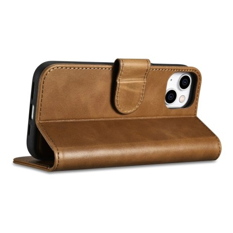 ICarer Oil Wax Wallet Case 2in1 etui iPhone 14 Plus skórzany pokrowiec z klapką Anti-RFID brązowy (WMI14220723-TN) ICarer Oil Wax Wallet Case 2in1 etui iPhone 14 Plus skórzany pokrowiec z klapką Anti-RFID brązowy (WMI14220723-TN)
