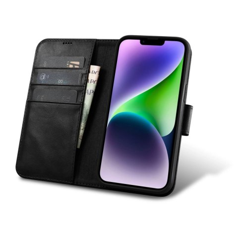 ICarer Oil Wax Wallet Case 2in1 etui iPhone 14 Plus skórzany pokrowiec z klapką Anti-RFID czarny (WMI14220723-BK) ICarer Oil Wax Wallet Case 2in1 etui iPhone 14 Plus skórzany pokrowiec z klapką Anti-RFID czarny (WMI14220723-BK)