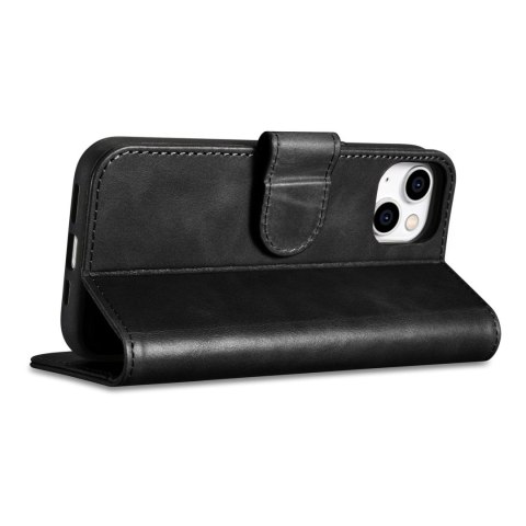 ICarer Oil Wax Wallet Case 2in1 etui iPhone 14 Plus skórzany pokrowiec z klapką Anti-RFID czarny (WMI14220723-BK) ICarer Oil Wax Wallet Case 2in1 etui iPhone 14 Plus skórzany pokrowiec z klapką Anti-RFID czarny (WMI14220723-BK)