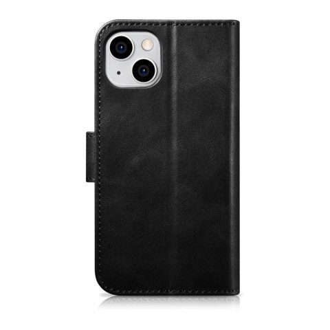ICarer Oil Wax Wallet Case 2in1 etui iPhone 14 Plus skórzany pokrowiec z klapką Anti-RFID czarny (WMI14220723-BK) ICarer Oil Wax Wallet Case 2in1 etui iPhone 14 Plus skórzany pokrowiec z klapką Anti-RFID czarny (WMI14220723-BK)