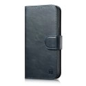 ICarer Oil Wax Wallet Case 2in1 etui iPhone 14 Plus skórzany pokrowiec z klapką Anti-RFID niebieski (WMI14220723-BU)