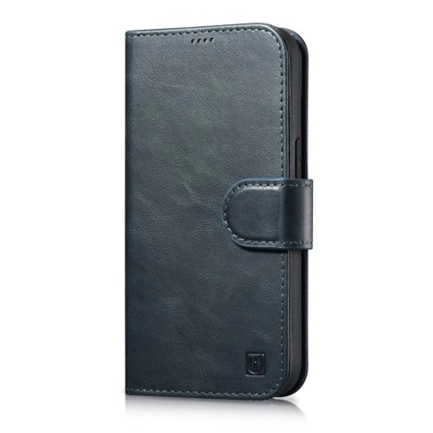 ICarer Oil Wax Wallet Case 2in1 etui iPhone 14 Plus skórzany pokrowiec z klapką Anti-RFID niebieski (WMI14220723-BU) ICarer Oil Wax Wallet Case 2in1 etui iPhone 14 Plus skórzany pokrowiec z klapką Anti-RFID niebieski (WMI14220723-BU)