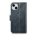ICarer Oil Wax Wallet Case 2in1 etui iPhone 14 Plus skórzany pokrowiec z klapką Anti-RFID niebieski (WMI14220723-BU)