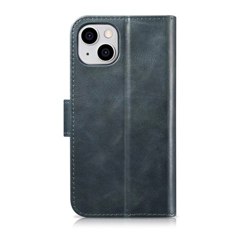 ICarer Oil Wax Wallet Case 2in1 etui iPhone 14 Plus skórzany pokrowiec z klapką Anti-RFID niebieski (WMI14220723-BU) ICarer Oil Wax Wallet Case 2in1 etui iPhone 14 Plus skórzany pokrowiec z klapką Anti-RFID niebieski (WMI14220723-BU)