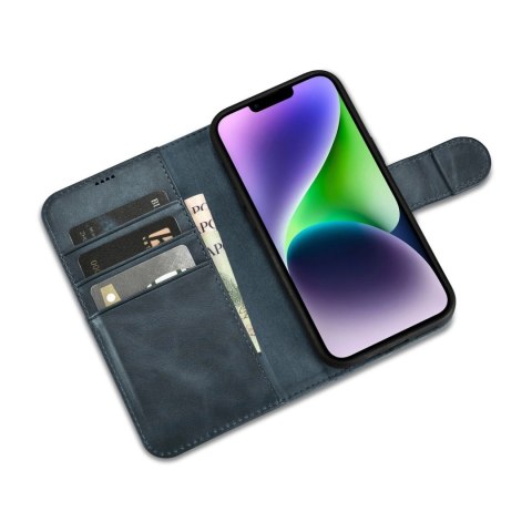 ICarer Oil Wax Wallet Case 2in1 etui iPhone 14 Plus skórzany pokrowiec z klapką Anti-RFID niebieski (WMI14220723-BU) ICarer Oil Wax Wallet Case 2in1 etui iPhone 14 Plus skórzany pokrowiec z klapką Anti-RFID niebieski (WMI14220723-BU)