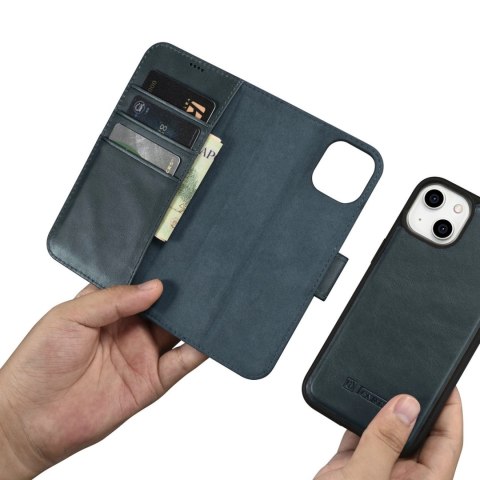 ICarer Oil Wax Wallet Case 2in1 etui iPhone 14 Plus skórzany pokrowiec z klapką Anti-RFID niebieski (WMI14220723-BU) ICarer Oil Wax Wallet Case 2in1 etui iPhone 14 Plus skórzany pokrowiec z klapką Anti-RFID niebieski (WMI14220723-BU)