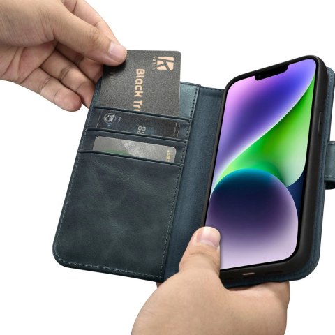 ICarer Oil Wax Wallet Case 2in1 etui iPhone 14 Plus skórzany pokrowiec z klapką Anti-RFID niebieski (WMI14220723-BU) ICarer Oil Wax Wallet Case 2in1 etui iPhone 14 Plus skórzany pokrowiec z klapką Anti-RFID niebieski (WMI14220723-BU)