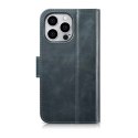 ICarer Oil Wax Wallet Case 2in1 etui iPhone 14 Pro Max skórzany pokrowiec z klapką Anti-RFID niebieski (WMI14220724-BU)