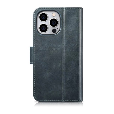 ICarer Oil Wax Wallet Case 2in1 etui iPhone 14 Pro Max skórzany pokrowiec z klapką Anti-RFID niebieski (WMI14220724-BU) ICarer Oil Wax Wallet Case 2in1 etui iPhone 14 Pro Max skórzany pokrowiec z klapką Anti-RFID niebieski (WMI14220724-BU)