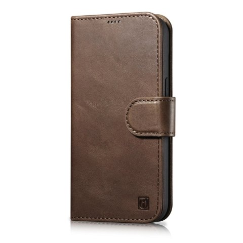 ICarer Oil Wax Wallet Case 2in1 etui iPhone 14 Pro skórzany pokrowiec z klapką Anti-RFID brązowy (WMI14220722-BN) ICarer Oil Wax Wallet Case 2in1 etui iPhone 14 Pro skórzany pokrowiec z klapką Anti-RFID brązowy (WMI14220722-BN)
