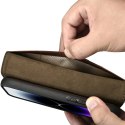 ICarer Oil Wax Wallet Case 2in1 etui iPhone 14 Pro skórzany pokrowiec z klapką Anti-RFID brązowy (WMI14220722-BN)