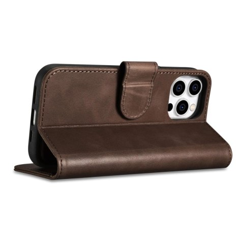 ICarer Oil Wax Wallet Case 2in1 etui iPhone 14 Pro skórzany pokrowiec z klapką Anti-RFID brązowy (WMI14220722-BN) ICarer Oil Wax Wallet Case 2in1 etui iPhone 14 Pro skórzany pokrowiec z klapką Anti-RFID brązowy (WMI14220722-BN)