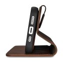ICarer Oil Wax Wallet Case 2in1 etui iPhone 14 Pro skórzany pokrowiec z klapką Anti-RFID brązowy (WMI14220722-BN)
