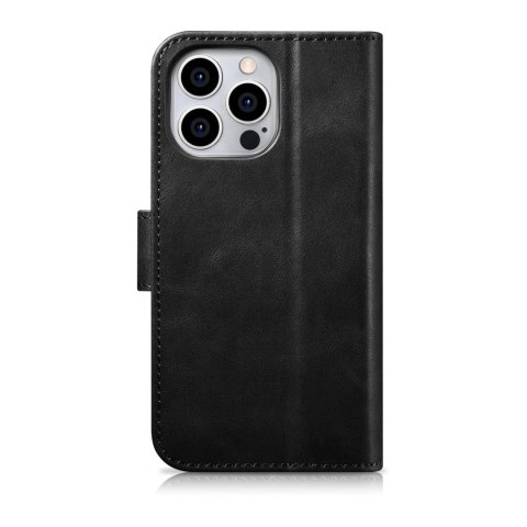 ICarer Oil Wax Wallet Case 2in1 etui iPhone 14 Pro skórzany pokrowiec z klapką Anti-RFID czarny (WMI14220722-BK) ICarer Oil Wax Wallet Case 2in1 etui iPhone 14 Pro skórzany pokrowiec z klapką Anti-RFID czarny (WMI14220722-BK)