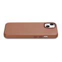 ICarer Case Leather pokrowiec etui z naturalnej skóry do iPhone 14 Plus brązowy (kompatybilne z MagSafe)