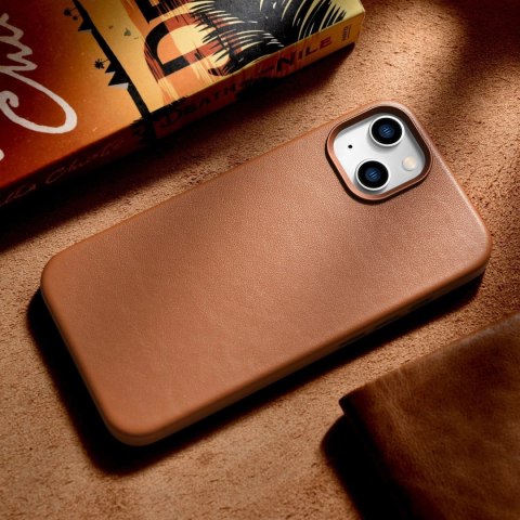 ICarer Case Leather pokrowiec etui z naturalnej skóry do iPhone 14 Plus brązowy (kompatybilne z MagSafe) ICarer Case Leather pokrowiec etui z naturalnej skóry do iPhone 14 Plus brązowy (kompatybilne z MagSafe)