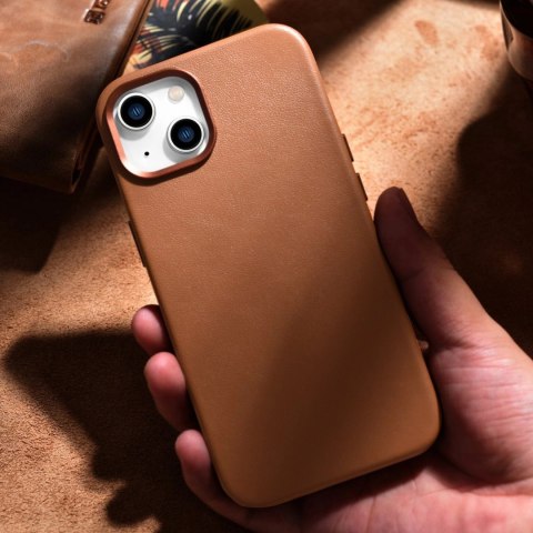 ICarer Case Leather pokrowiec etui z naturalnej skóry do iPhone 14 Plus brązowy (kompatybilne z MagSafe) ICarer Case Leather pokrowiec etui z naturalnej skóry do iPhone 14 Plus brązowy (kompatybilne z MagSafe)