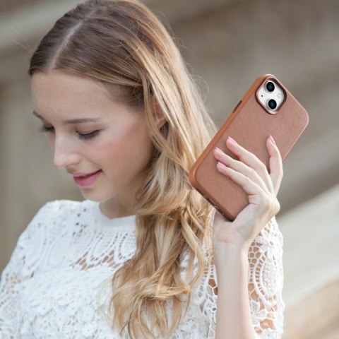 ICarer Case Leather pokrowiec etui z naturalnej skóry do iPhone 14 Plus brązowy (kompatybilne z MagSafe) ICarer Case Leather pokrowiec etui z naturalnej skóry do iPhone 14 Plus brązowy (kompatybilne z MagSafe)