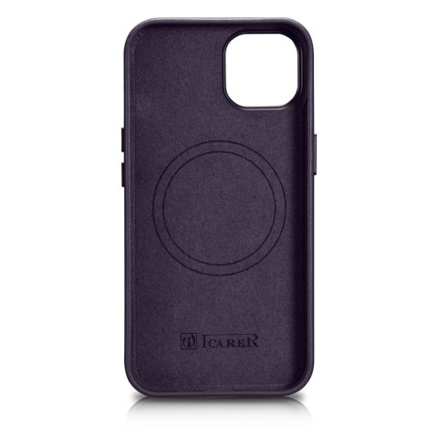 ICarer Case Leather pokrowiec etui z naturalnej skóry do iPhone 14 Plus ciemnofioletowy (kompatybilne z MagSafe) ICarer Case Leather pokrowiec etui z naturalnej skóry do iPhone 14 Plus ciemnofioletowy (kompatybilne z MagSafe)