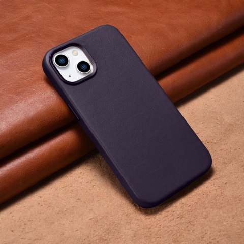 ICarer Case Leather pokrowiec etui z naturalnej skóry do iPhone 14 Plus ciemnofioletowy (kompatybilne z MagSafe) ICarer Case Leather pokrowiec etui z naturalnej skóry do iPhone 14 Plus ciemnofioletowy (kompatybilne z MagSafe)