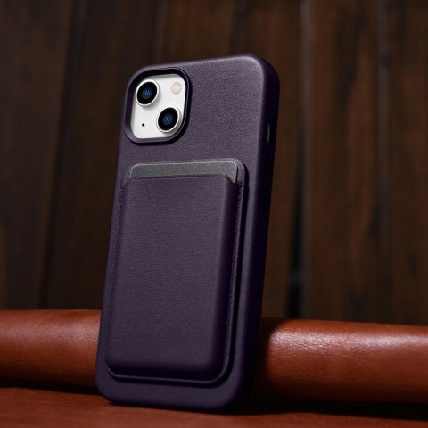 ICarer Case Leather pokrowiec etui z naturalnej skóry do iPhone 14 Plus ciemnofioletowy (kompatybilne z MagSafe) ICarer Case Leather pokrowiec etui z naturalnej skóry do iPhone 14 Plus ciemnofioletowy (kompatybilne z MagSafe)