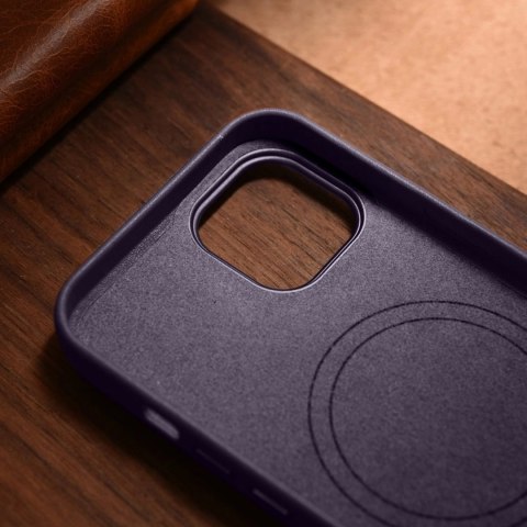 ICarer Case Leather pokrowiec etui z naturalnej skóry do iPhone 14 Plus ciemnofioletowy (kompatybilne z MagSafe) ICarer Case Leather pokrowiec etui z naturalnej skóry do iPhone 14 Plus ciemnofioletowy (kompatybilne z MagSafe)