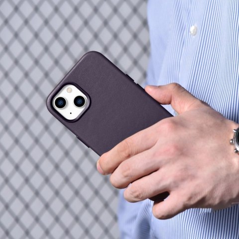 ICarer Case Leather pokrowiec etui z naturalnej skóry do iPhone 14 Plus ciemnofioletowy (kompatybilne z MagSafe) ICarer Case Leather pokrowiec etui z naturalnej skóry do iPhone 14 Plus ciemnofioletowy (kompatybilne z MagSafe)