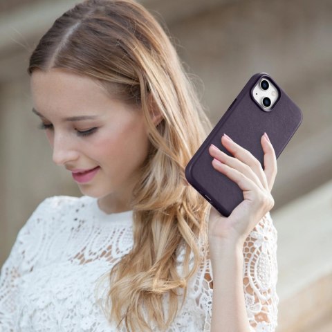 ICarer Case Leather pokrowiec etui z naturalnej skóry do iPhone 14 Plus ciemnofioletowy (kompatybilne z MagSafe) ICarer Case Leather pokrowiec etui z naturalnej skóry do iPhone 14 Plus ciemnofioletowy (kompatybilne z MagSafe)