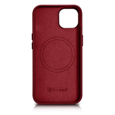 ICarer Case Leather pokrowiec etui z naturalnej skóry do iPhone 14 Plus czerwony (kompatybilne z MagSafe) ICarer Case Leather pokrowiec etui z naturalnej skóry do iPhone 14 Plus czerwony (kompatybilne z MagSafe)