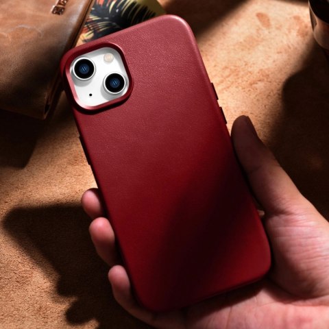 ICarer Case Leather pokrowiec etui z naturalnej skóry do iPhone 14 Plus czerwony (kompatybilne z MagSafe) ICarer Case Leather pokrowiec etui z naturalnej skóry do iPhone 14 Plus czerwony (kompatybilne z MagSafe)