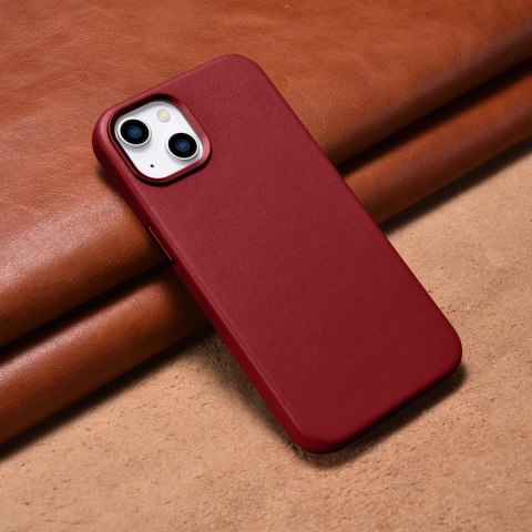 ICarer Case Leather pokrowiec etui z naturalnej skóry do iPhone 14 Plus czerwony (kompatybilne z MagSafe) ICarer Case Leather pokrowiec etui z naturalnej skóry do iPhone 14 Plus czerwony (kompatybilne z MagSafe)