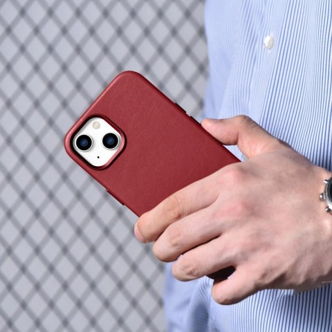 ICarer Case Leather pokrowiec etui z naturalnej skóry do iPhone 14 Plus czerwony (kompatybilne z MagSafe) ICarer Case Leather pokrowiec etui z naturalnej skóry do iPhone 14 Plus czerwony (kompatybilne z MagSafe)