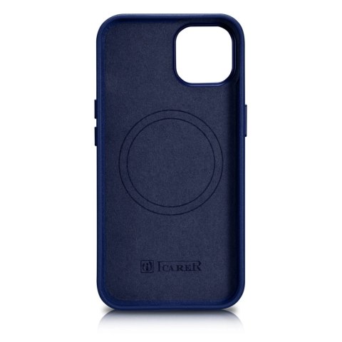 ICarer Case Leather pokrowiec etui z naturalnej skóry do iPhone 14 Plus niebieski (kompatybilne z MagSafe) ICarer Case Leather pokrowiec etui z naturalnej skóry do iPhone 14 Plus niebieski (kompatybilne z MagSafe)