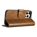 ICarer Oil Wax Wallet Case 2in1 etui iPhone 14 Pro Max skórzany pokrowiec z klapką Anti-RFID brązowy (WMI14220724-TN)