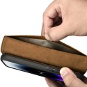 ICarer Oil Wax Wallet Case 2in1 etui iPhone 14 Pro Max skórzany pokrowiec z klapką Anti-RFID brązowy (WMI14220724-TN)