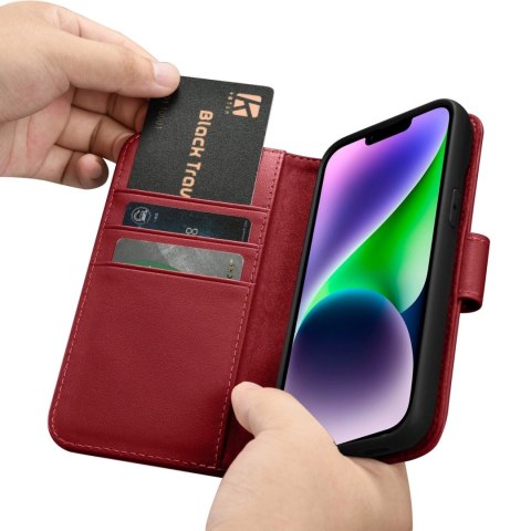 ICarer Wallet Case 2in1 etui iPhone 14 Plus skórzany pokrowiec z klapką Anti-RFID czerwony (WMI14220727-RD) ICarer Wallet Case 2in1 etui iPhone 14 Plus skórzany pokrowiec z klapką Anti-RFID czerwony (WMI14220727-RD)