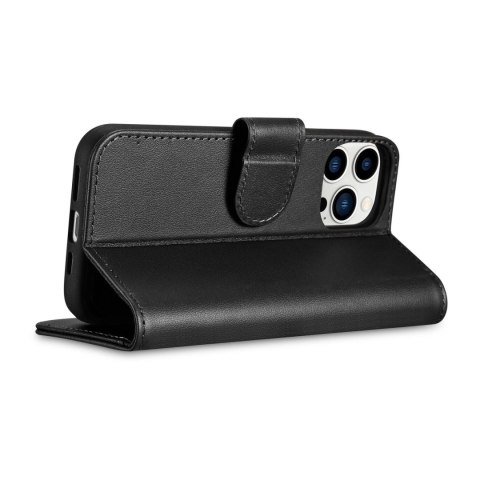 ICarer Wallet Case 2in1 etui iPhone 14 Pro skórzany pokrowiec z klapką Anti-RFID czarny (WMI14220726-BK) ICarer Wallet Case 2in1 etui iPhone 14 Pro skórzany pokrowiec z klapką Anti-RFID czarny (WMI14220726-BK)