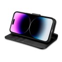 ICarer Wallet Case 2in1 etui iPhone 14 Pro skórzany pokrowiec z klapką Anti-RFID czarny (WMI14220726-BK)