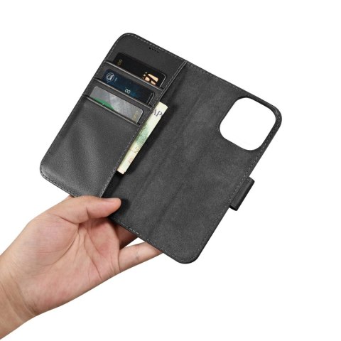 ICarer Wallet Case 2in1 etui iPhone 14 Pro skórzany pokrowiec z klapką Anti-RFID czarny (WMI14220726-BK) ICarer Wallet Case 2in1 etui iPhone 14 Pro skórzany pokrowiec z klapką Anti-RFID czarny (WMI14220726-BK)
