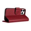 ICarer Wallet Case 2in1 etui iPhone 14 Pro skórzany pokrowiec z klapką Anti-RFID czerwony (WMI14220726-RD)