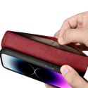 ICarer Wallet Case 2in1 etui iPhone 14 Pro skórzany pokrowiec z klapką Anti-RFID czerwony (WMI14220726-RD)