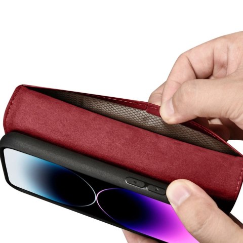 ICarer Wallet Case 2in1 etui iPhone 14 Pro skórzany pokrowiec z klapką Anti-RFID czerwony (WMI14220726-RD) ICarer Wallet Case 2in1 etui iPhone 14 Pro skórzany pokrowiec z klapką Anti-RFID czerwony (WMI14220726-RD)