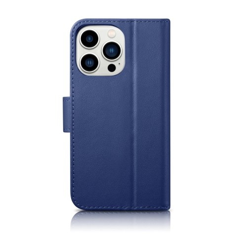 ICarer Wallet Case 2in1 etui iPhone 14 Pro skórzany pokrowiec z klapką Anti-RFID niebieski (WMI14220726-BU) ICarer Wallet Case 2in1 etui iPhone 14 Pro skórzany pokrowiec z klapką Anti-RFID niebieski (WMI14220726-BU)