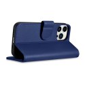 ICarer Wallet Case 2in1 etui iPhone 14 Pro skórzany pokrowiec z klapką Anti-RFID niebieski (WMI14220726-BU)